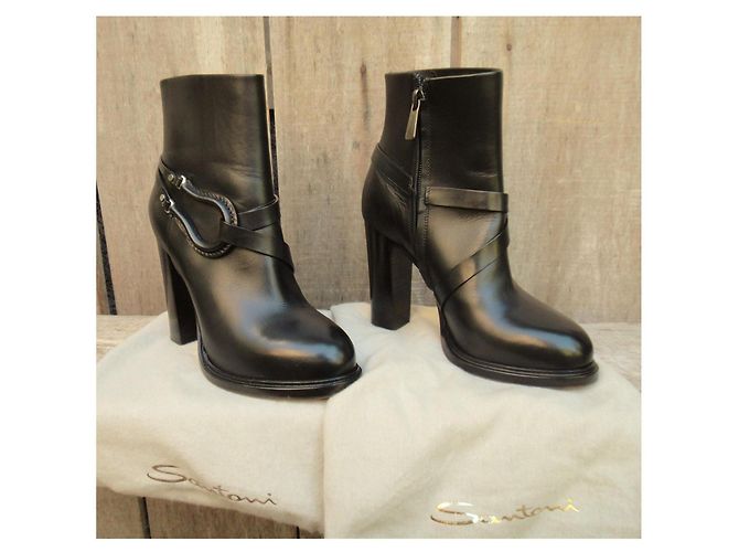 Botines Santoni de piel negra Negro - vista 8