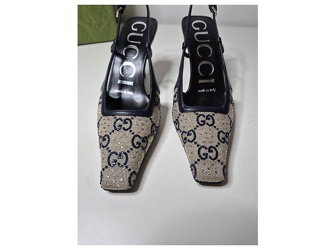 Gucci Slinback Pumps Schwarz Monogramm Canvas - Ansicht 6