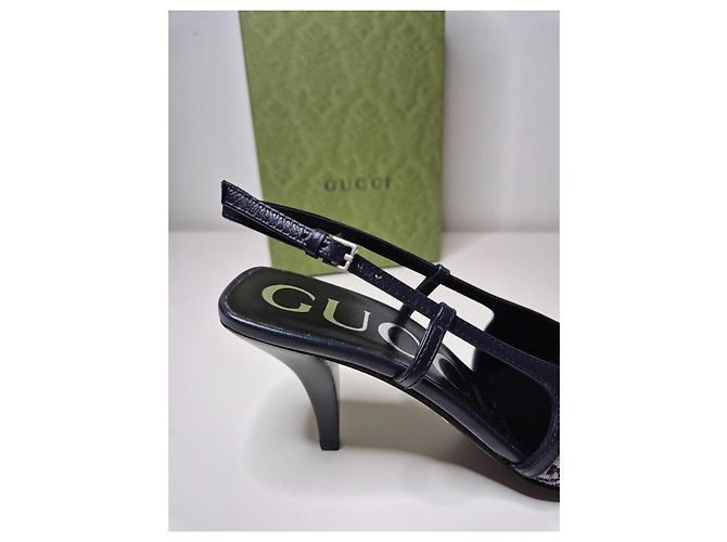 Gucci Slinback Pumps Schwarz Monogramm Canvas - Ansicht 7