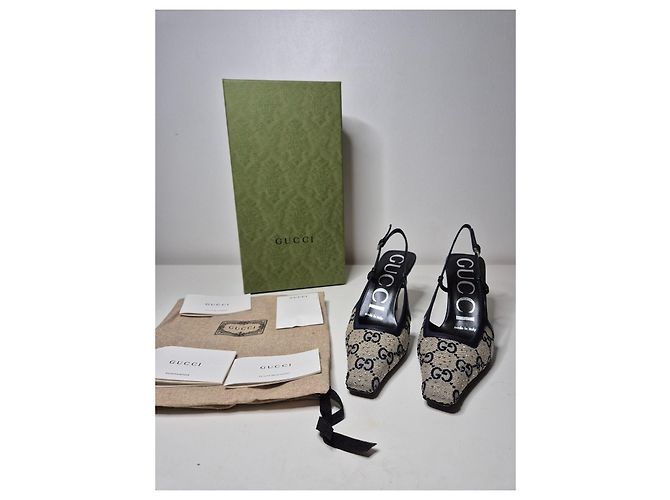 Gucci Slinback Pumps Schwarz Monogramm Canvas - Ansicht 8