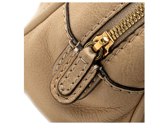 Borsa a mano mini Anagram in pelle marrone LOEWE con frange Beige - vista 10