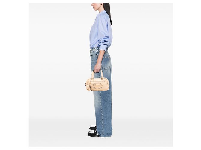 Borsa a mano mini Anagram in pelle marrone LOEWE con frange Beige - vista 12