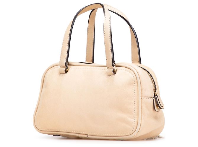 Borsa a mano mini Anagram in pelle marrone LOEWE con frange Beige - vista 2