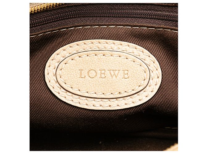 Borsa a mano mini Anagram in pelle marrone LOEWE con frange Beige - vista 5