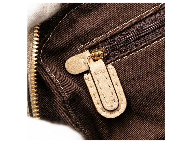 Borsa a mano mini Anagram in pelle marrone LOEWE con frange Beige - vista 7