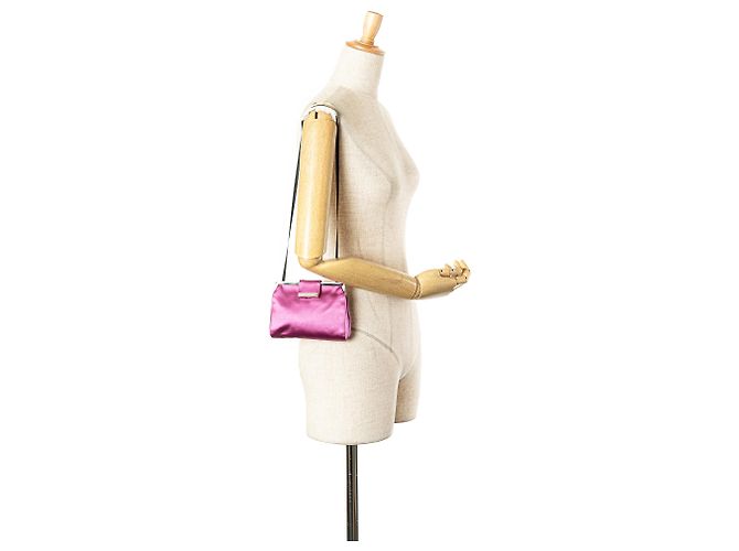 Clutch in raso rosa Miu Miu con chiusura a tracolla - vista 10