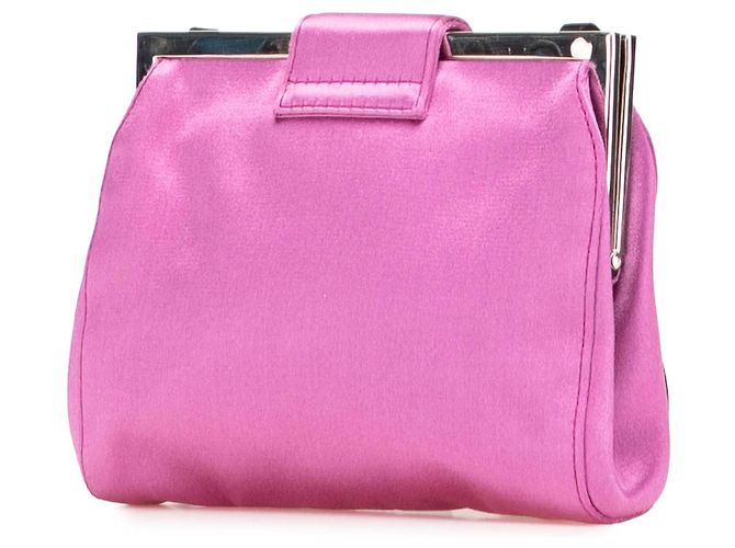 Clutch in raso rosa Miu Miu con chiusura a tracolla - vista 2