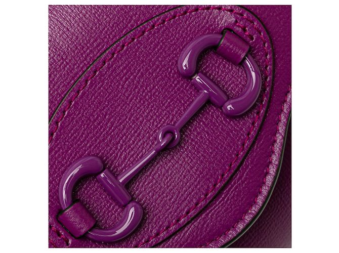 Gucci Mini Borsa in Pelle Viola Horsebit 1955 Web Crossbody Porpora - vista 8