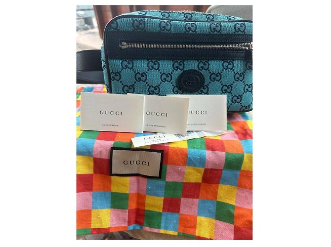 Marsupio Gucci blu navy in cotone - vista 2