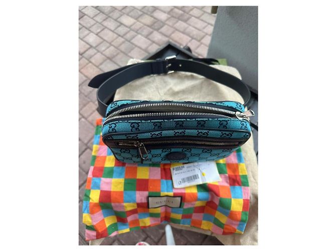 Marsupio Gucci blu navy in cotone - vista 3