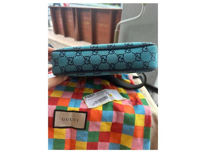 Marsupio Gucci blu navy in cotone - vista 4