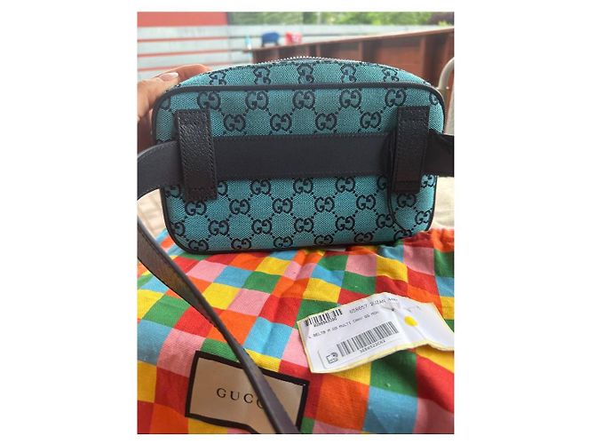 Marsupio Gucci blu navy in cotone - vista 5