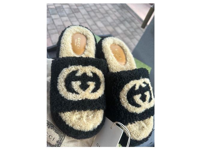 Mules à talons compensés Gucci noir en polyester taille 36 - vue 2