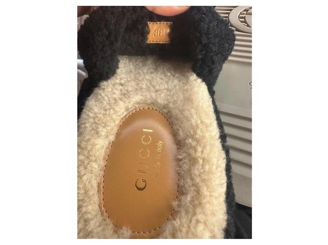 Mules à talons compensés Gucci noir en polyester taille 36 - vue 3