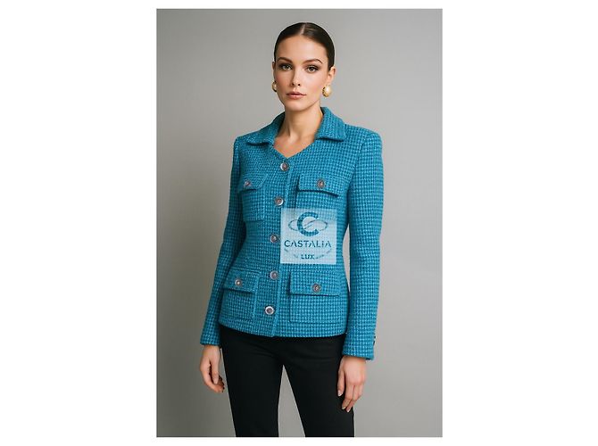 Chanel Lesage Riviera Sky Tweedjacke 2023 36 FR Türkis - Ansicht 4