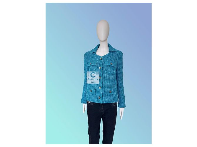 Chanel Lesage Riviera Sky Tweedjacke 2023 36 FR Türkis - Ansicht 5