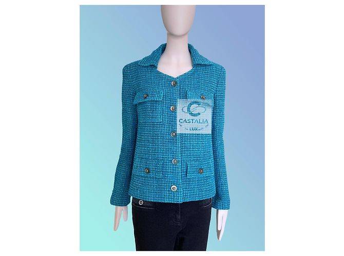 Chanel Lesage Riviera Sky Tweedjacke 2023 36 FR Türkis - Ansicht 6