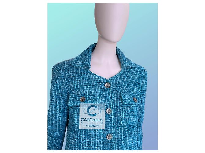 Chanel Lesage Riviera Sky Tweedjacke 2023 36 FR Türkis - Ansicht 7