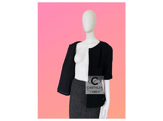 Chanel Schwarze Tweedjacke Supermarkt-Kollektion 38 FR - Ansicht 11