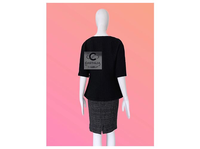 Chanel Schwarze Tweedjacke Supermarkt-Kollektion 38 FR - Ansicht 12
