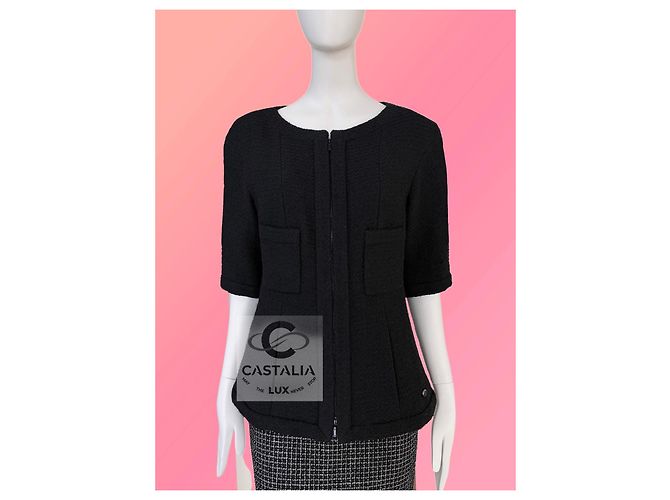 Chanel Schwarze Tweedjacke Supermarkt-Kollektion 38 FR - Ansicht 2