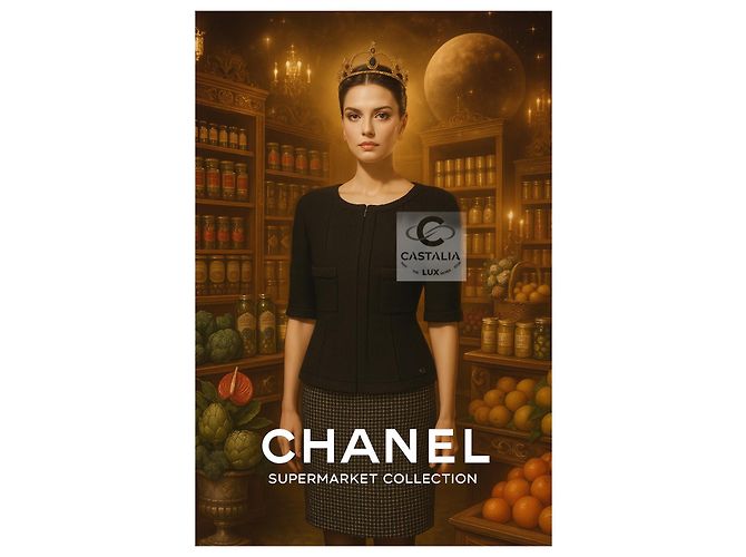Chanel Schwarze Tweedjacke Supermarkt-Kollektion 38 FR - Ansicht 3