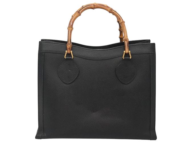 Borsa a mano in pelle Gucci Bamboo nera e oro 002 2853 0260 0 Auth mr1336 Nero D'oro - vista 13