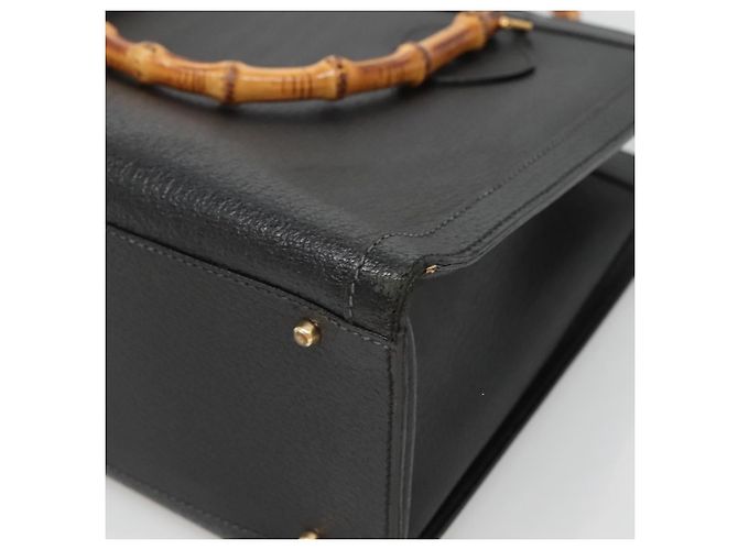 Borsa a mano in pelle Gucci Bamboo nera e oro 002 2853 0260 0 Auth mr1336 Nero D'oro - vista 15