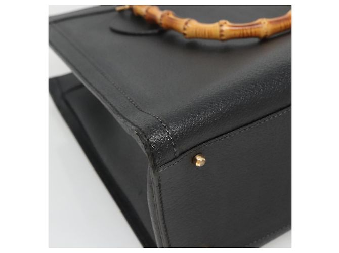 Borsa a mano in pelle Gucci Bamboo nera e oro 002 2853 0260 0 Auth mr1336 Nero D'oro - vista 16