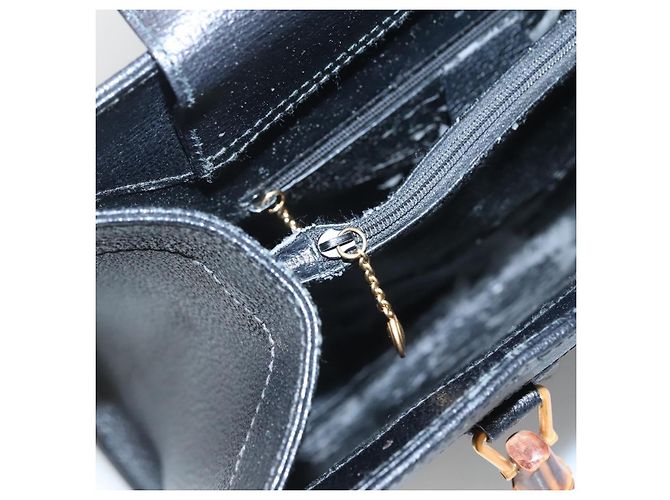 Borsa a mano in pelle Gucci Bamboo nera e oro 002 2853 0260 0 Auth mr1336 Nero D'oro - vista 17