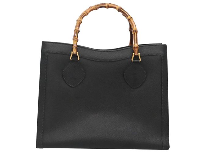 Borsa a mano in pelle Gucci Bamboo nera e oro 002 2853 0260 0 Auth mr1336 Nero D'oro - vista 2