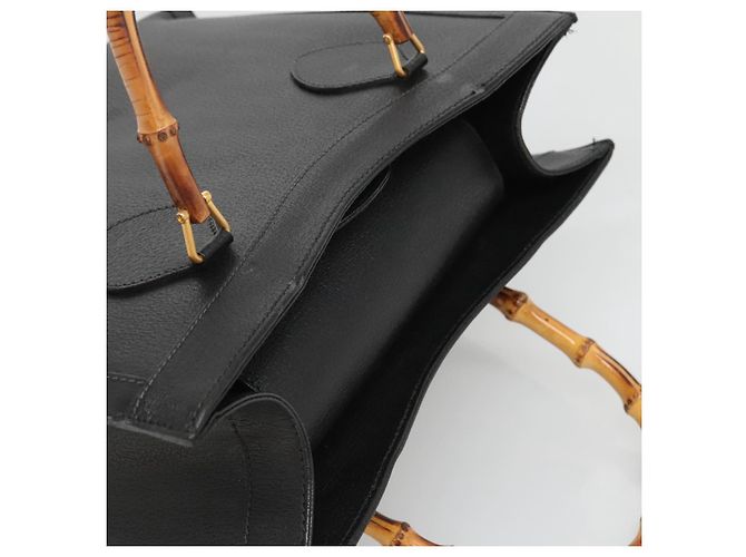 Borsa a mano in pelle Gucci Bamboo nera e oro 002 2853 0260 0 Auth mr1336 Nero D'oro - vista 6