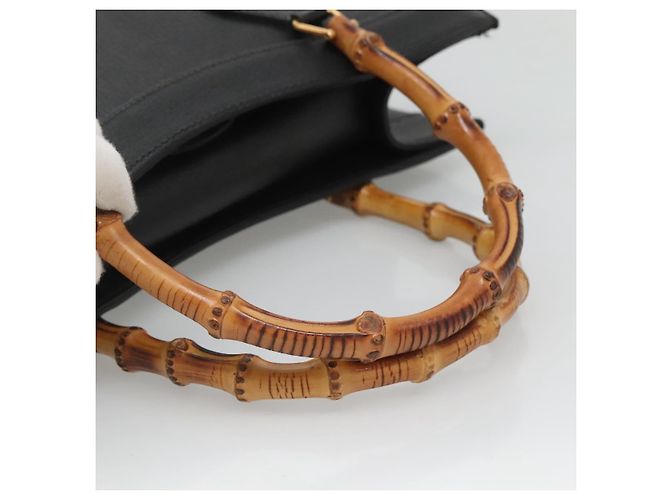 Borsa a mano in pelle Gucci Bamboo nera e oro 002 2853 0260 0 Auth mr1336 Nero D'oro - vista 7