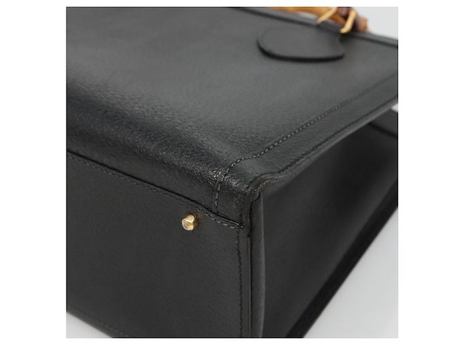 Borsa a mano in pelle Gucci Bamboo nera e oro 002 2853 0260 0 Auth mr1336 Nero D'oro - vista 9