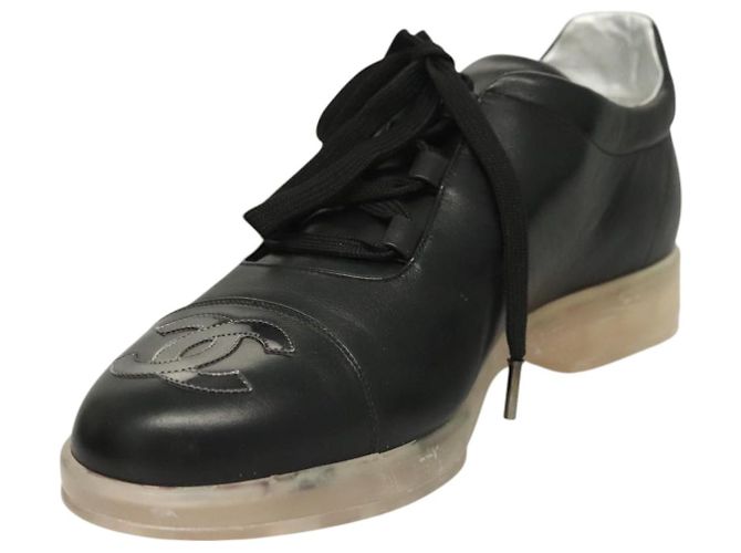 Sneakers CHANEL in pelle di agnello 39 Nero CC Auth BA2712 - vista 2