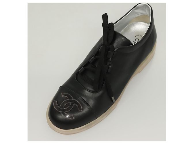 Sneakers CHANEL in pelle di agnello 39 Nero CC Auth BA2712 - vista 23