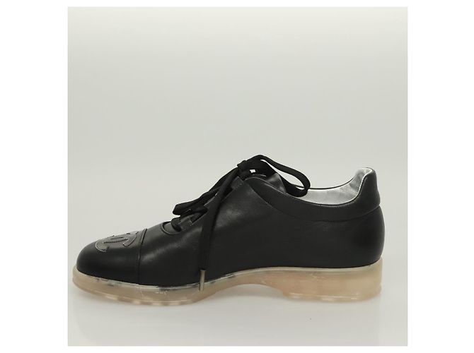 Sneakers CHANEL in pelle di agnello 39 Nero CC Auth BA2712 - vista 5