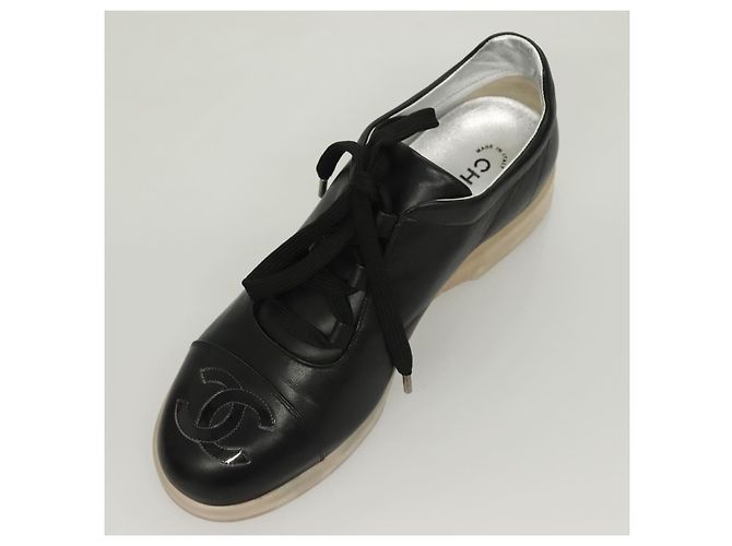 Sneakers CHANEL in pelle di agnello 39 Nero CC Auth BA2712 - vista 6