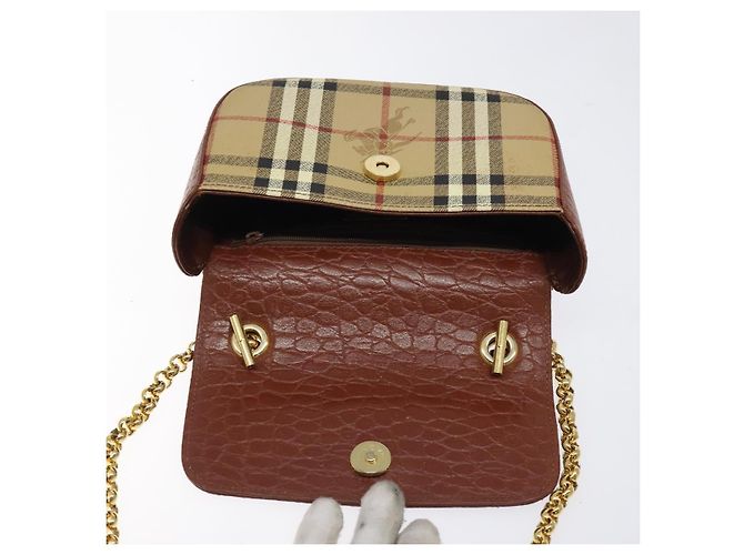 Autre Marque Borsa a spalla Burberrys Nova Check PVC Beige Oro Auth 124690 D'oro - vista 10