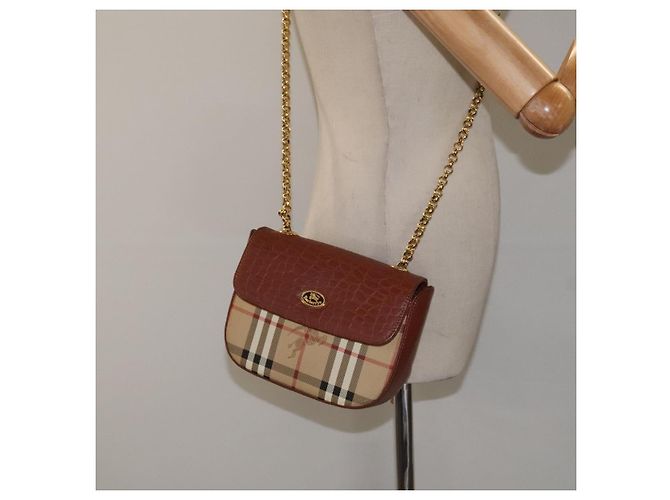 Autre Marque Borsa a spalla Burberrys Nova Check PVC Beige Oro Auth 124690 D'oro - vista 21