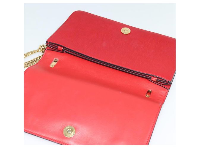 Borsa a spalla Vala Chain in pelle rossa e oro Auth gh168 di Salvatore Ferragamo Rosso D'oro - vista 10