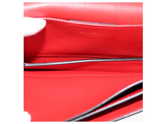 Borsa a spalla Vala Chain in pelle rossa e oro Auth gh168 di Salvatore Ferragamo Rosso D'oro - vista 11