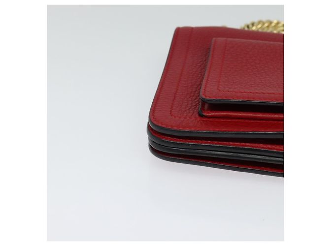 Borsa a spalla Vala Chain in pelle rossa e oro Auth gh168 di Salvatore Ferragamo Rosso D'oro - vista 14