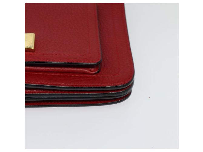 Borsa a spalla Vala Chain in pelle rossa e oro Auth gh168 di Salvatore Ferragamo Rosso D'oro - vista 15