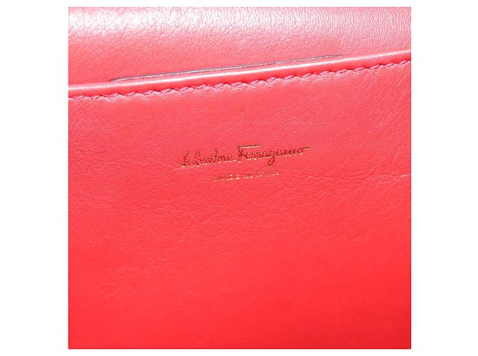 Borsa a spalla Vala Chain in pelle rossa e oro Auth gh168 di Salvatore Ferragamo Rosso D'oro - vista 18