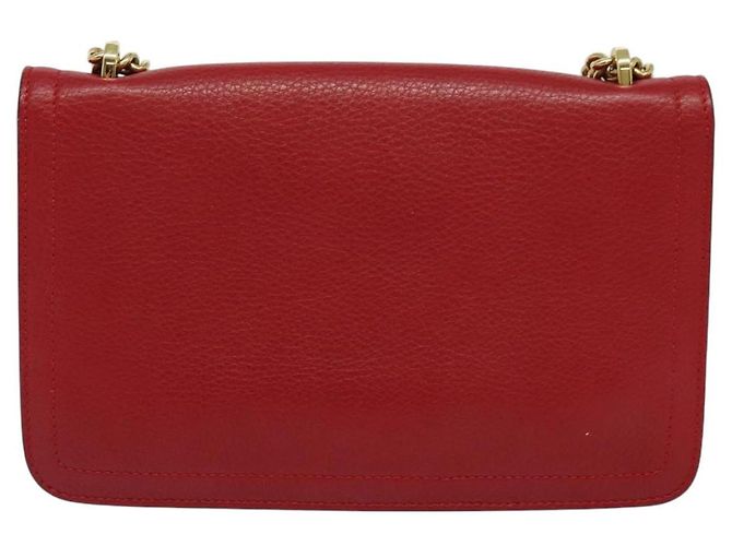 Borsa a spalla Vala Chain in pelle rossa e oro Auth gh168 di Salvatore Ferragamo Rosso D'oro - vista 2