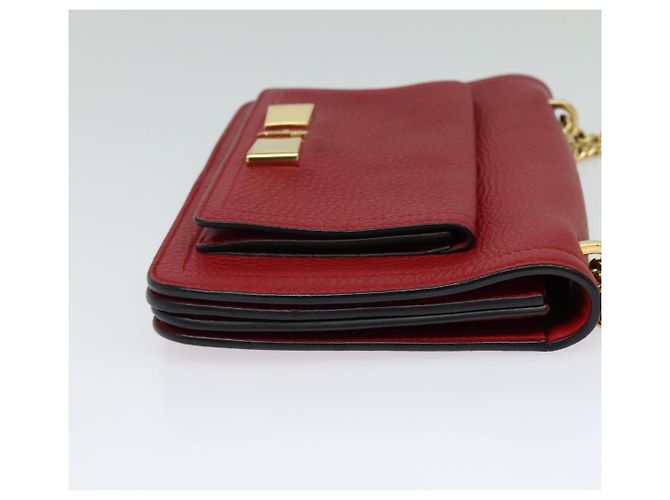 Borsa a spalla Vala Chain in pelle rossa e oro Auth gh168 di Salvatore Ferragamo Rosso D'oro - vista 4