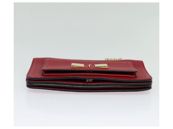 Borsa a spalla Vala Chain in pelle rossa e oro Auth gh168 di Salvatore Ferragamo Rosso D'oro - vista 5