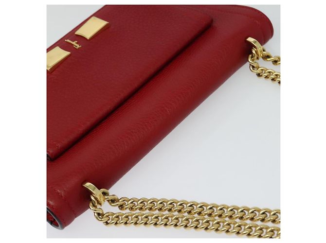 Borsa a spalla Vala Chain in pelle rossa e oro Auth gh168 di Salvatore Ferragamo Rosso D'oro - vista 6