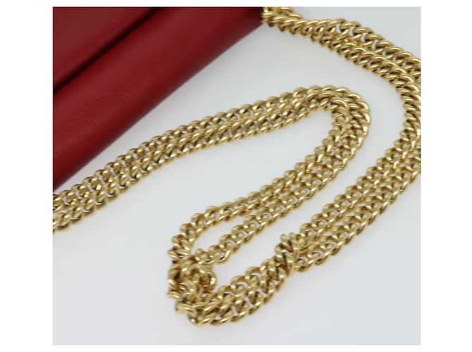 Borsa a spalla Vala Chain in pelle rossa e oro Auth gh168 di Salvatore Ferragamo Rosso D'oro - vista 7